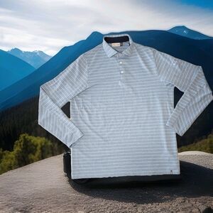 KJUS Shirt Men's 54 XL Blue Striped Soren Polo Long Sleeve Performance